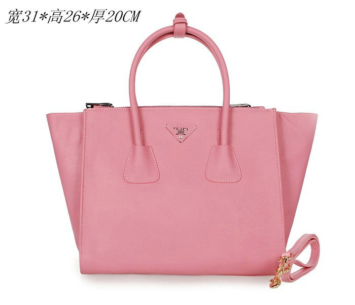 2014 Prada Glace Calf Leather Tote Bag BN2619 pink